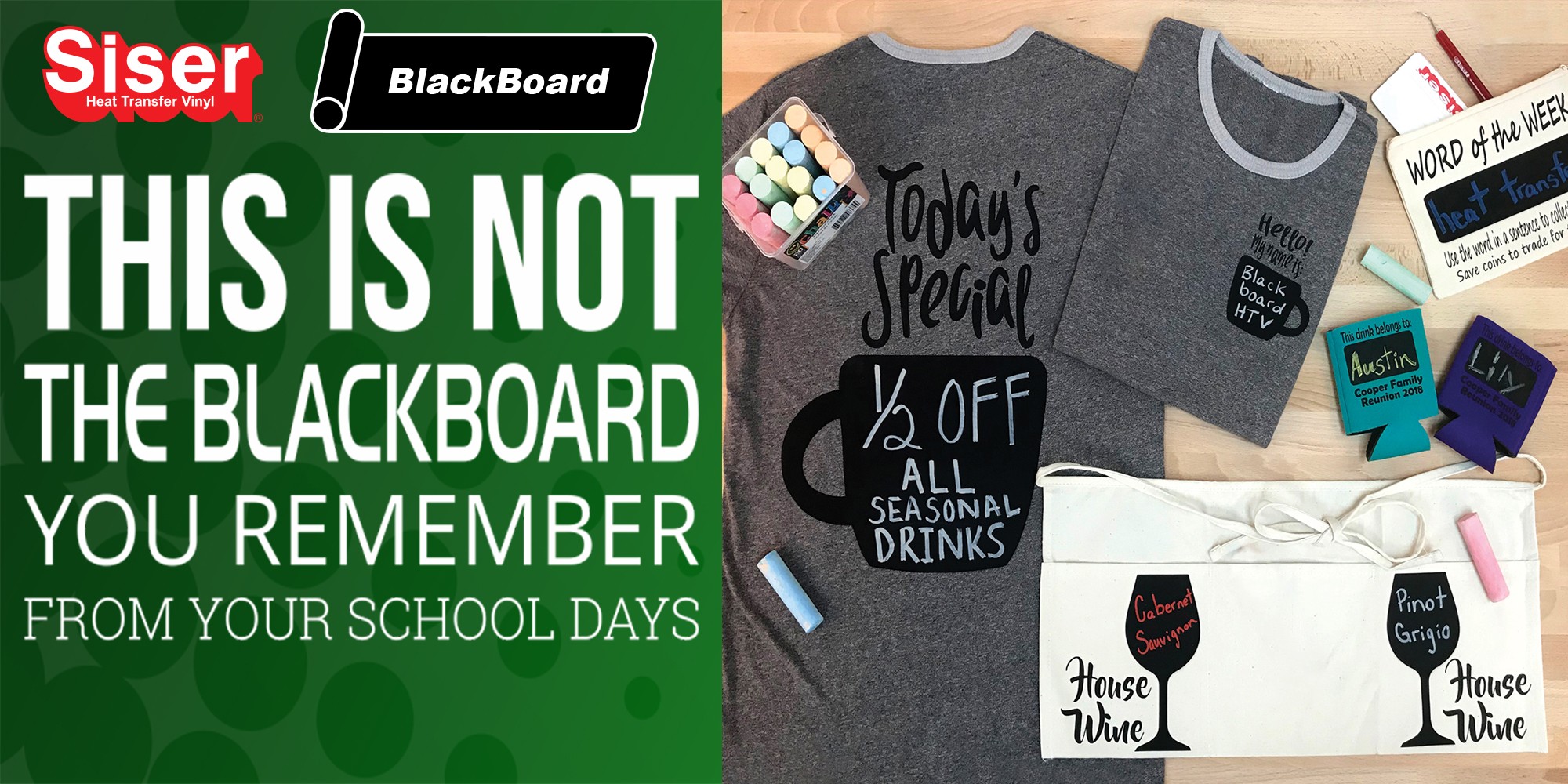 BlackBoard™ Heat Transfer Vinyl Write it, Wipe it, Repeat!